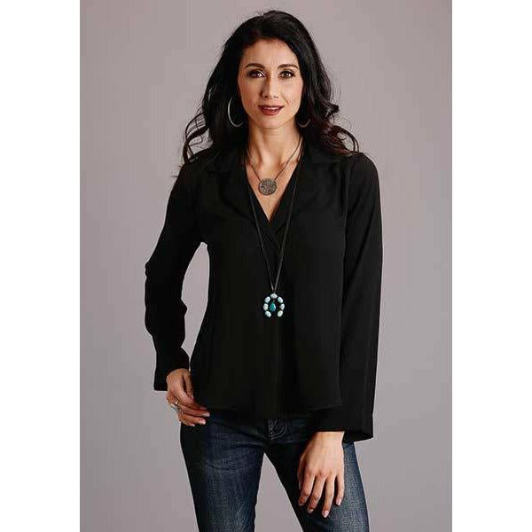 Stetson Black Crepe Blouse-Top-[Womens_Boutique]-[NFR]-[Rodeo_Fashion]-[Western_Style]-Calamity's LLC