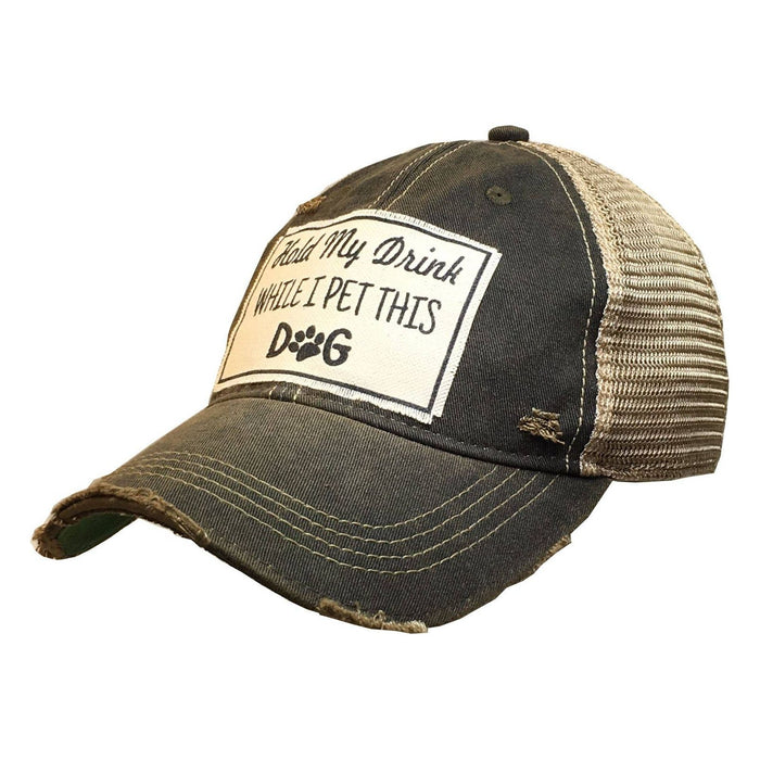 Hold My Drink While I Pet This Dog Trucker Hat Baseball Cap-Hats-[Womens_Boutique]-[NFR]-[Rodeo_Fashion]-[Western_Style]-Calamity's LLC