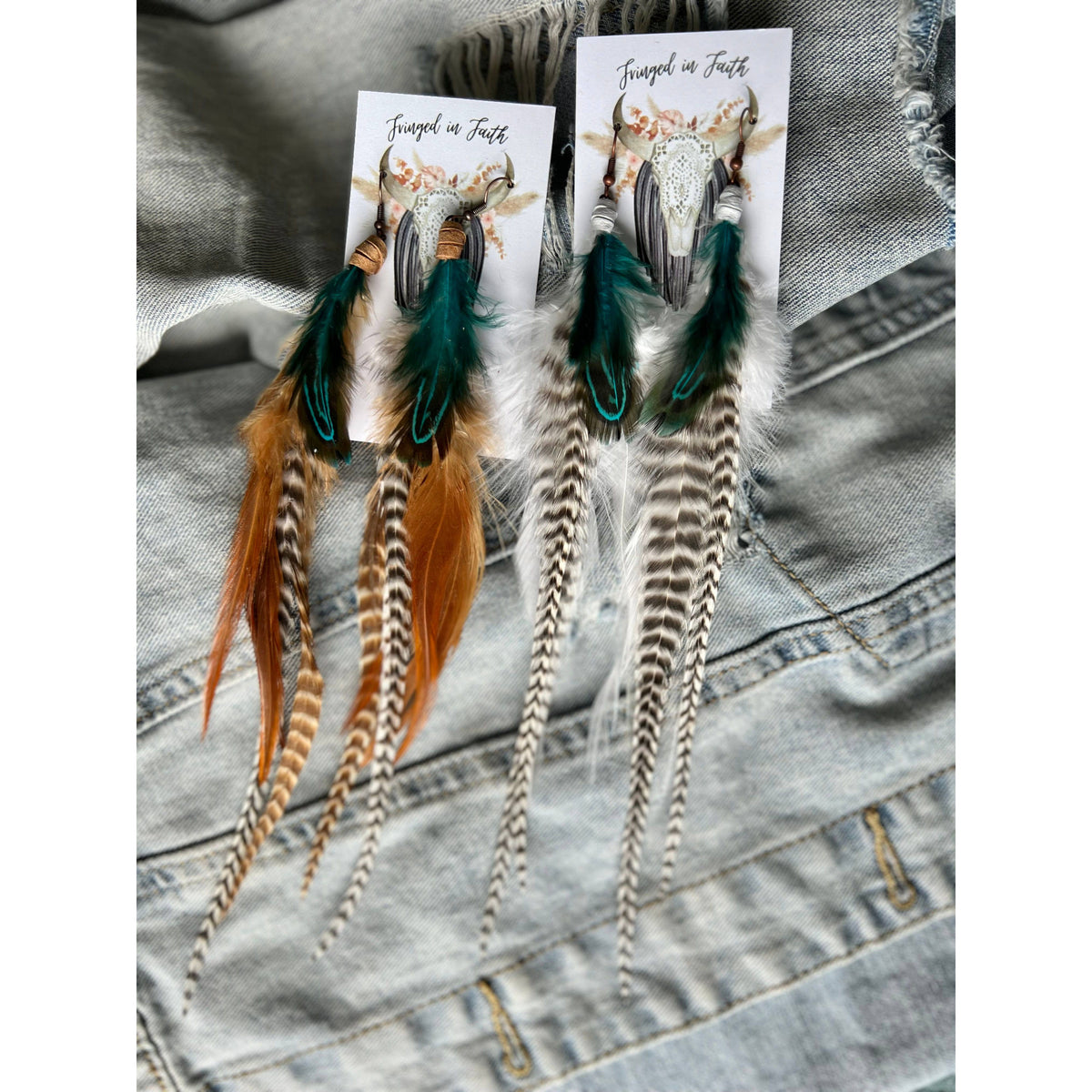 Glacier Feather Earrings: White-Earrings-[Womens_Boutique]-[NFR]-[Rodeo_Fashion]-[Western_Style]-Calamity's LLC