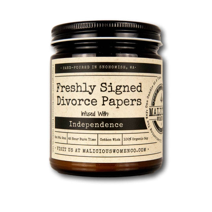Malicious Women Candle Co - Freshly Signed Divorce Papers - Infused with Independence-Candles-[Womens_Boutique]-[NFR]-[Rodeo_Fashion]-[Western_Style]-Calamity's LLC