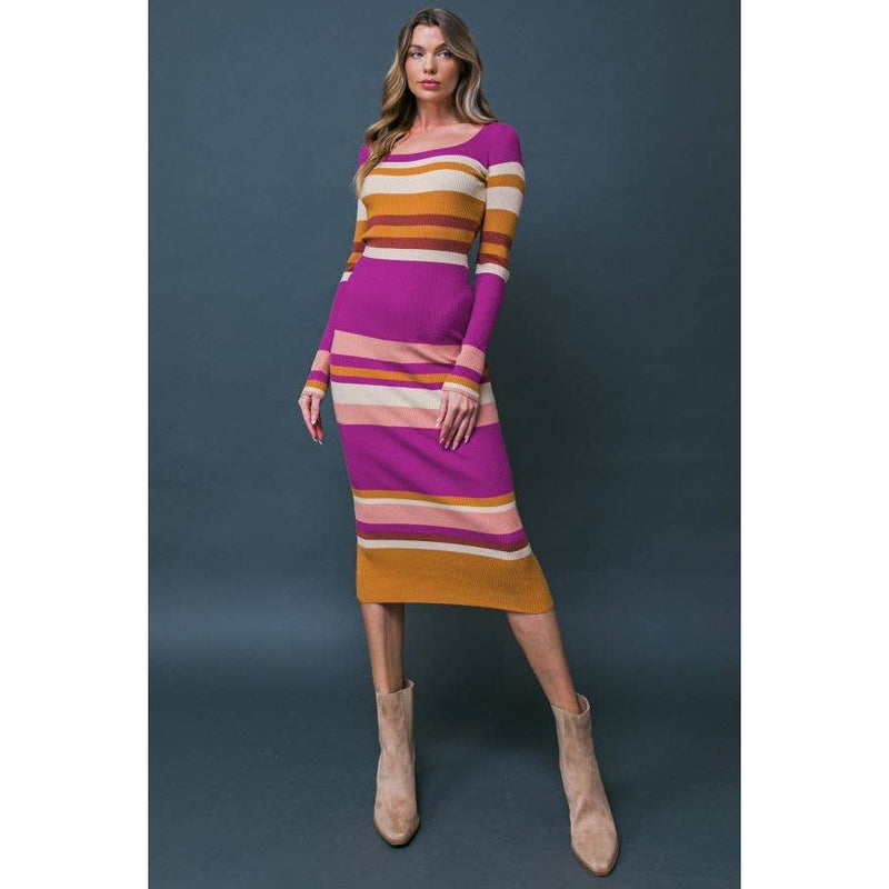 FLYING TOMATO - A ribbed sweater midi dress FLYING TOMATO - A ribbed sweater midi dress