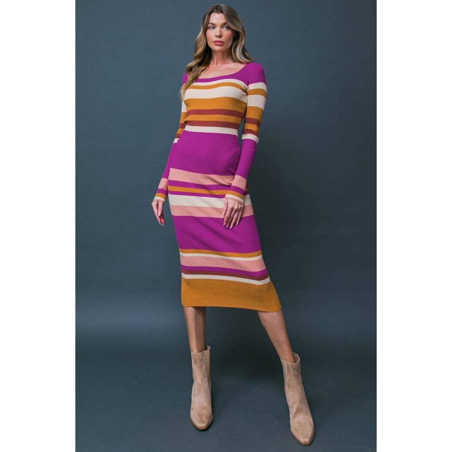 FLYING TOMATO - A ribbed sweater midi dress-Dresses-[Womens_Boutique]-[NFR]-[Rodeo_Fashion]-[Western_Style]-Calamity's LLC