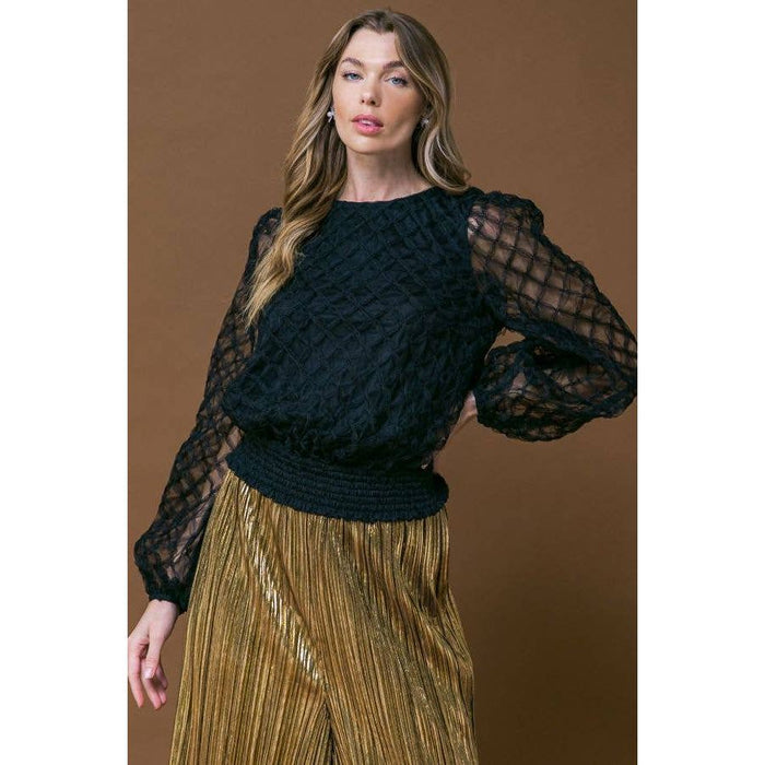 A solid textured woven top by, Flying Tomato-Long Sleeves-[Womens_Boutique]-[NFR]-[Rodeo_Fashion]-[Western_Style]-Calamity's LLC