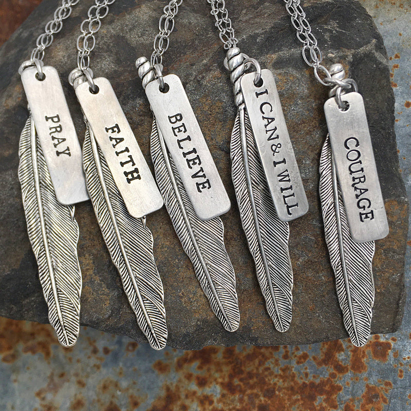 Silver Wandering Feather Necklace - fearless faith dream-Necklaces-[Womens_Boutique]-[NFR]-[Rodeo_Fashion]-[Western_Style]-Calamity's LLC
