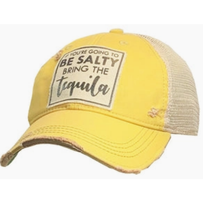Salty bring the Tequila Distressed Trucker Cap-Hats-[Womens_Boutique]-[NFR]-[Rodeo_Fashion]-[Western_Style]-Calamity's LLC