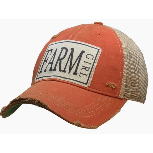 Farm Girl Distressed Trucker Cap-Hats-[Womens_Boutique]-[NFR]-[Rodeo_Fashion]-[Western_Style]-Calamity's LLC