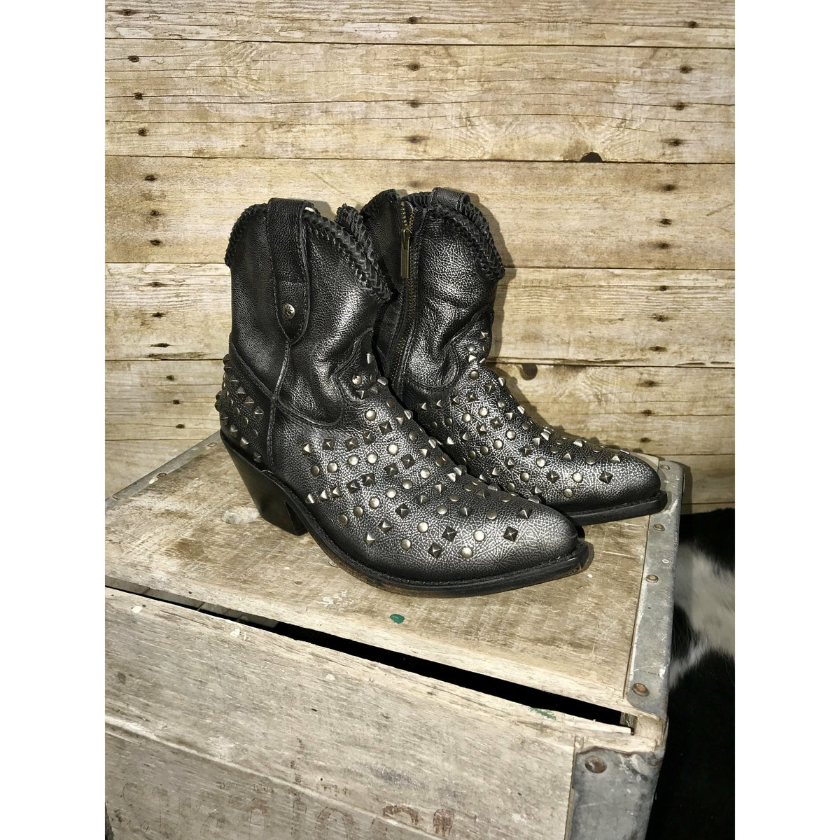 Liberty Black Studdly Booties-Boots-[Womens_Boutique]-[NFR]-[Rodeo_Fashion]-[Western_Style]-Calamity's LLC