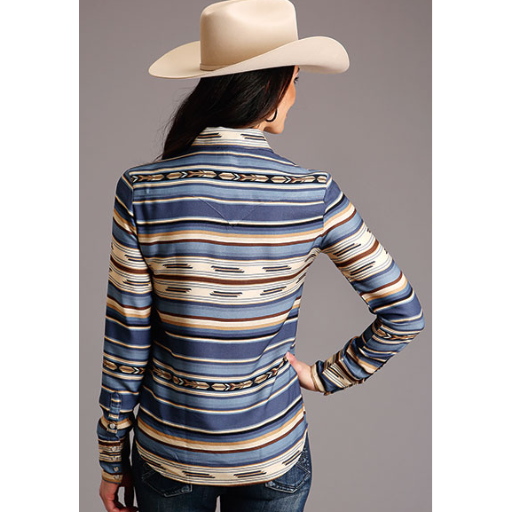 Stetson Women's Long Sleeve Blouse Indigo Serape-Long Sleeves-[Womens_Boutique]-[NFR]-[Rodeo_Fashion]-[Western_Style]-Calamity's LLC