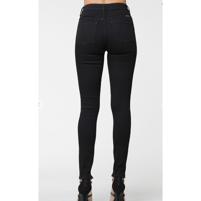 Kan Can Destroyed Black High Waist Skinny Jeans-Denim-[Womens_Boutique]-[NFR]-[Rodeo_Fashion]-[Western_Style]-Calamity's LLC