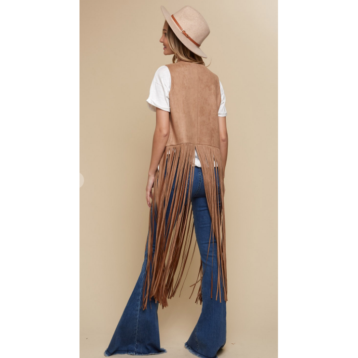 Long Fringe Suede Vest-Vests-[Womens_Boutique]-[NFR]-[Rodeo_Fashion]-[Western_Style]-Calamity's LLC