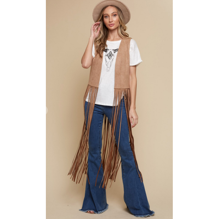 Long Fringe Suede Vest-Vests-[Womens_Boutique]-[NFR]-[Rodeo_Fashion]-[Western_Style]-Calamity's LLC