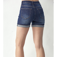 Risen Dark Mid Rise Dark Denim Cuffed Shorts-Shorts-[Womens_Boutique]-[NFR]-[Rodeo_Fashion]-[Western_Style]-Calamity's LLC