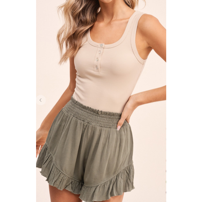 Ribbed Button Basic Tank-Camis/Tanks-[Womens_Boutique]-[NFR]-[Rodeo_Fashion]-[Western_Style]-Calamity's LLC