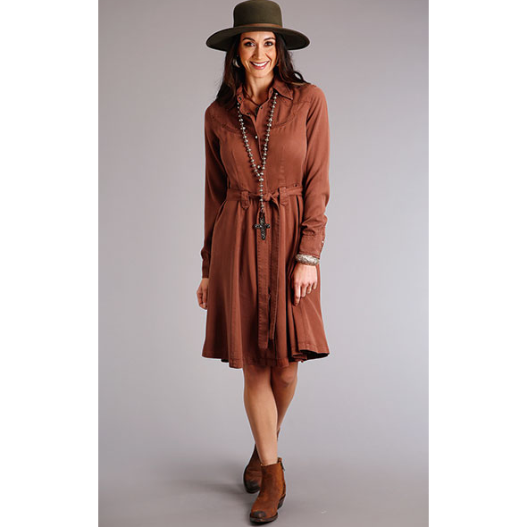 Stetson Womens Clay color Western Button up Dress-[Womens_Boutique]-[NFR]-[Rodeo_Fashion]-[Western_Style]-Calamity's LLC