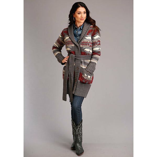 Stetson Wine and Cream Cardigan-cardigan-[Womens_Boutique]-[NFR]-[Rodeo_Fashion]-[Western_Style]-Calamity's LLC