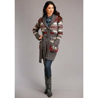 Stetson Wine and Cream Cardigan-Cardigans-[Womens_Boutique]-[NFR]-[Rodeo_Fashion]-[Western_Style]-Calamity's LLC
