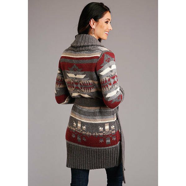 Stetson Wine and Cream Cardigan-cardigan-[Womens_Boutique]-[NFR]-[Rodeo_Fashion]-[Western_Style]-Calamity's LLC