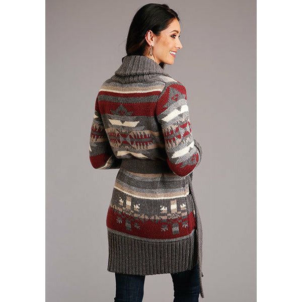 Stetson Wine and Cream Cardigan-Cardigans-[Womens_Boutique]-[NFR]-[Rodeo_Fashion]-[Western_Style]-Calamity's LLC