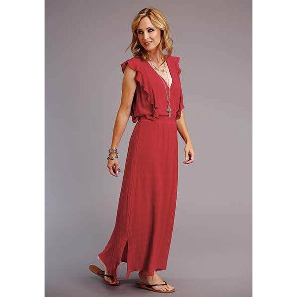 Textured Red Dress, by Stetson-Dresses-[Womens_Boutique]-[NFR]-[Rodeo_Fashion]-[Western_Style]-Calamity's LLC