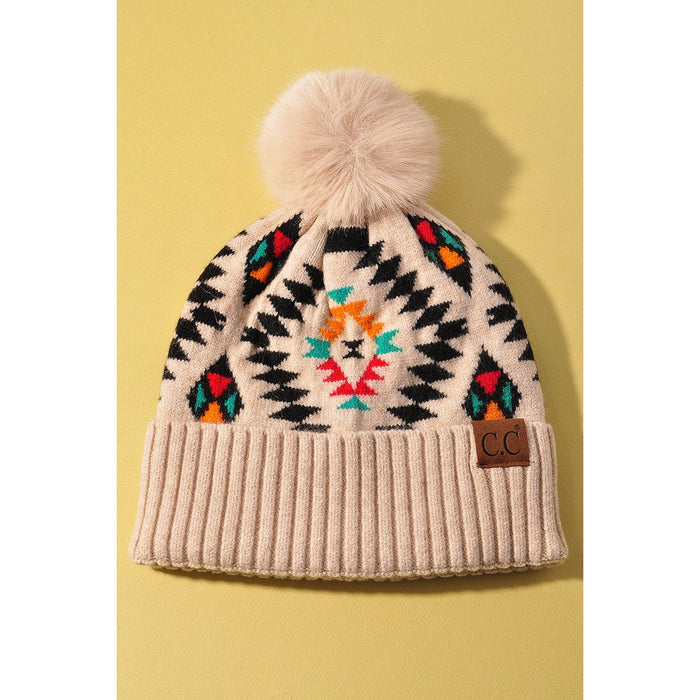 Aztec CC Beanie-[Womens_Boutique]-[NFR]-[Rodeo_Fashion]-[Western_Style]-Calamity's LLC