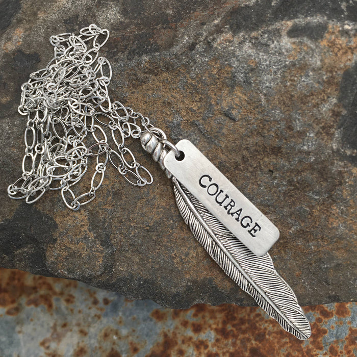 Silver Wandering Feather Necklace - Courage-Necklaces-[Womens_Boutique]-[NFR]-[Rodeo_Fashion]-[Western_Style]-Calamity's LLC
