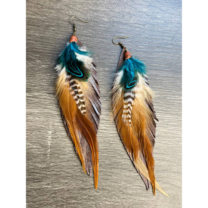 Ronan Feather Earrings: 6 inches-Earrings-[Womens_Boutique]-[NFR]-[Rodeo_Fashion]-[Western_Style]-Calamity's LLC