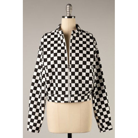 Cropped Checkered Jacket-Jackets-[Womens_Boutique]-[NFR]-[Rodeo_Fashion]-[Western_Style]-Calamity's LLC