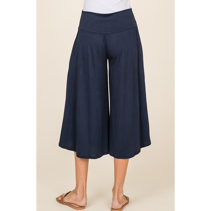 Casual Cropped Navy Pants with Pockets-Pants-[Womens_Boutique]-[NFR]-[Rodeo_Fashion]-[Western_Style]-Calamity's LLC