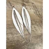 Clancy Feather Earrings | White: 5 inches-Earrings-[Womens_Boutique]-[NFR]-[Rodeo_Fashion]-[Western_Style]-Calamity's LLC