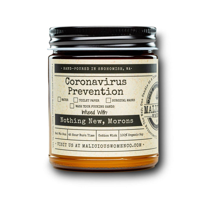 Malicious Women Candle Co - Coronavirus Prevention Checklist Candle-Nothing New, Morons-Candles-[Womens_Boutique]-[NFR]-[Rodeo_Fashion]-[Western_Style]-Calamity's LLC
