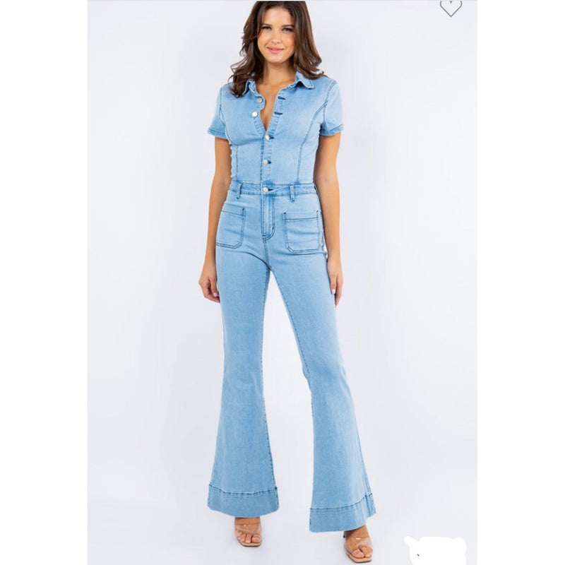 Full Body Denim Jumpsuit-Romper/Jumpsuit-[Womens_Boutique]-[NFR]-[Rodeo_Fashion]-[Western_Style]-Calamity's LLC