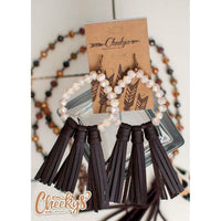 Fringe and leather earrings. Cheekys-Earrings-[Womens_Boutique]-[NFR]-[Rodeo_Fashion]-[Western_Style]-Calamity's LLC