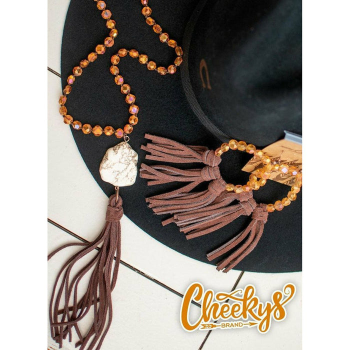 Amber bead necklace-Necklaces-[Womens_Boutique]-[NFR]-[Rodeo_Fashion]-[Western_Style]-Calamity's LLC