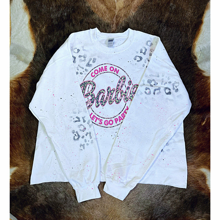 Barbie Crewneck Cropped Sweatshirt-Sweatshirt-[Womens_Boutique]-[NFR]-[Rodeo_Fashion]-[Western_Style]-Calamity's LLC