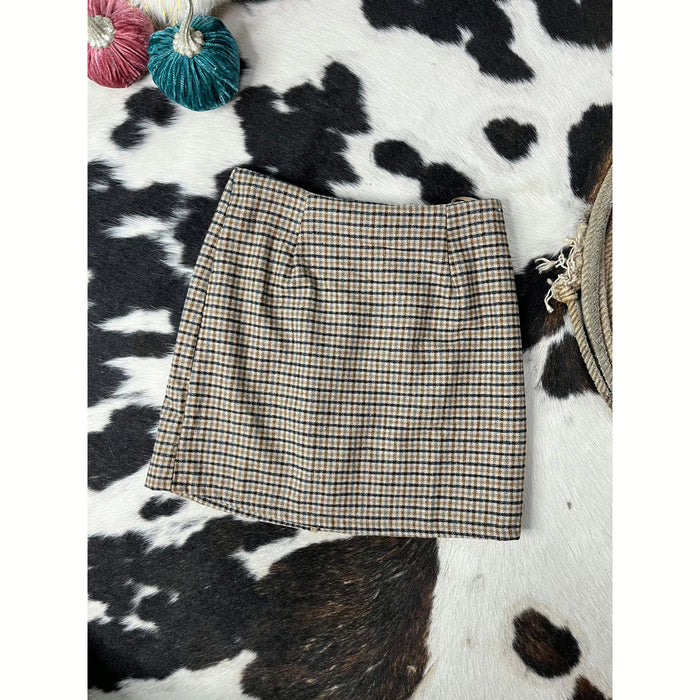 Tan Plaid Skirt-Skirts-[Womens_Boutique]-[NFR]-[Rodeo_Fashion]-[Western_Style]-Calamity's LLC