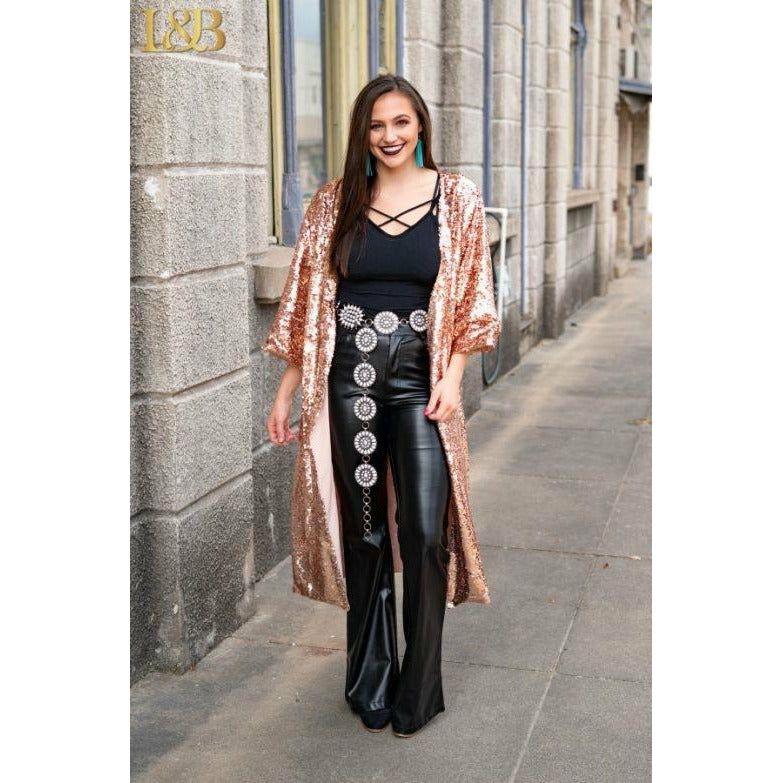 Rose Gold Sequin Duster-Dusters-[Womens_Boutique]-[NFR]-[Rodeo_Fashion]-[Western_Style]-Calamity's LLC