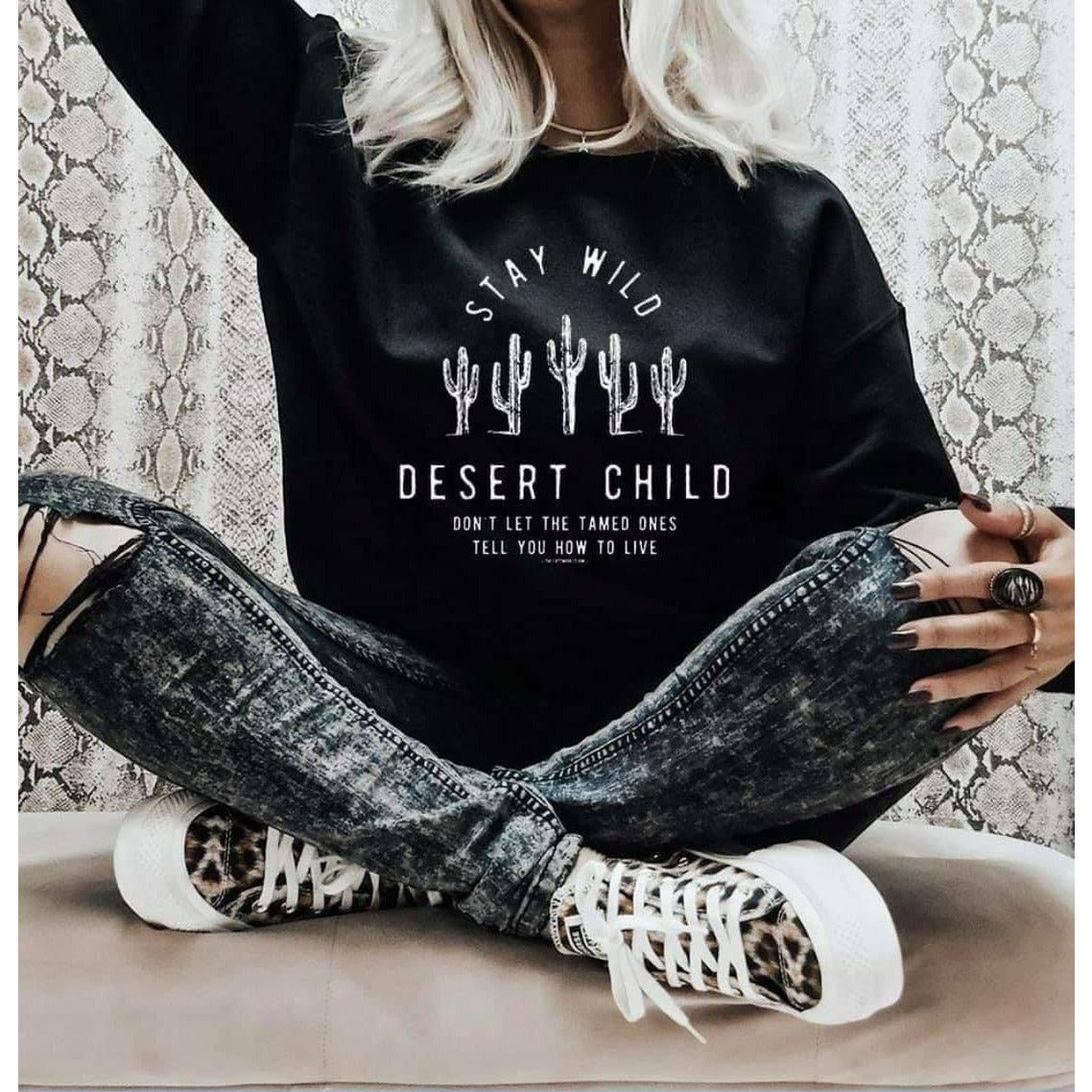 Stay Wild Desert Child Sweatshirt-[Womens_Boutique]-[NFR]-[Rodeo_Fashion]-[Western_Style]-Calamity's LLC