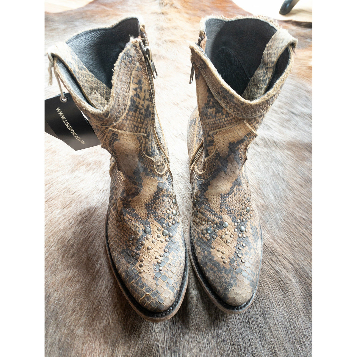Liberty Black Python Printed Bootie-Boots-[Womens_Boutique]-[NFR]-[Rodeo_Fashion]-[Western_Style]-Calamity's LLC