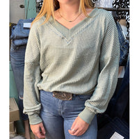 The Holly Waffle Top-Long Sleeves-[Womens_Boutique]-[NFR]-[Rodeo_Fashion]-[Western_Style]-Calamity's LLC
