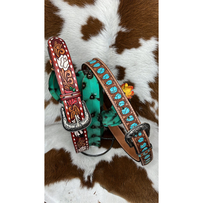 Leather Tooled Belt-Belts-[Womens_Boutique]-[NFR]-[Rodeo_Fashion]-[Western_Style]-Calamity's LLC