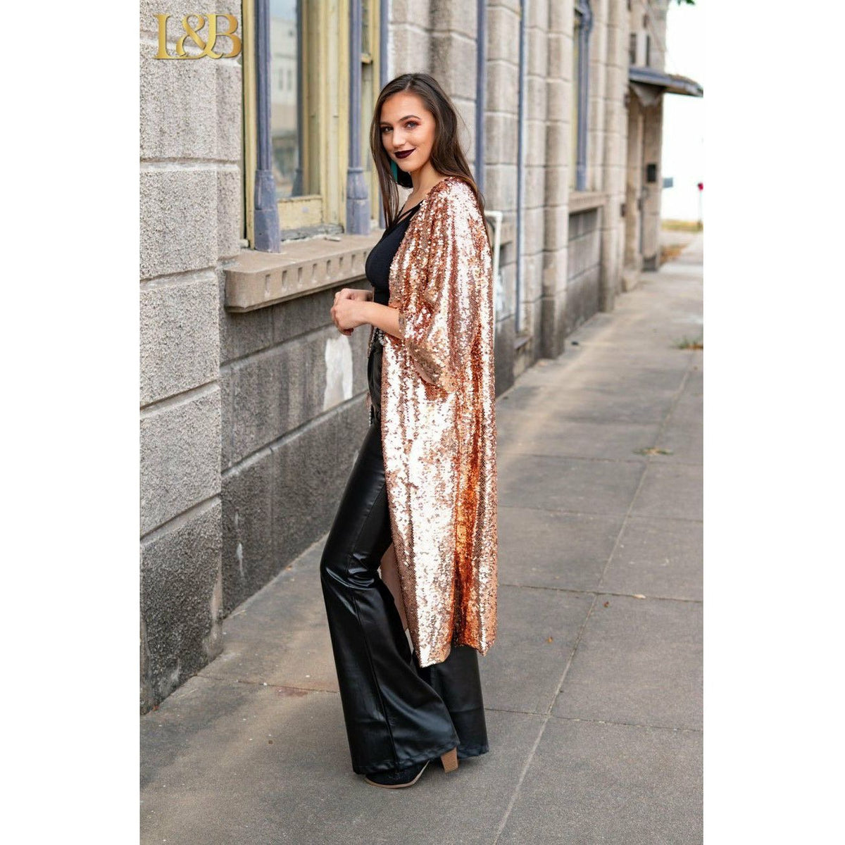 Rose Gold Sequin Duster-Dusters-[Womens_Boutique]-[NFR]-[Rodeo_Fashion]-[Western_Style]-Calamity's LLC