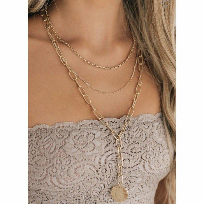 Three tier drop down chain Boho Necklace-Necklaces-[Womens_Boutique]-[NFR]-[Rodeo_Fashion]-[Western_Style]-Calamity's LLC