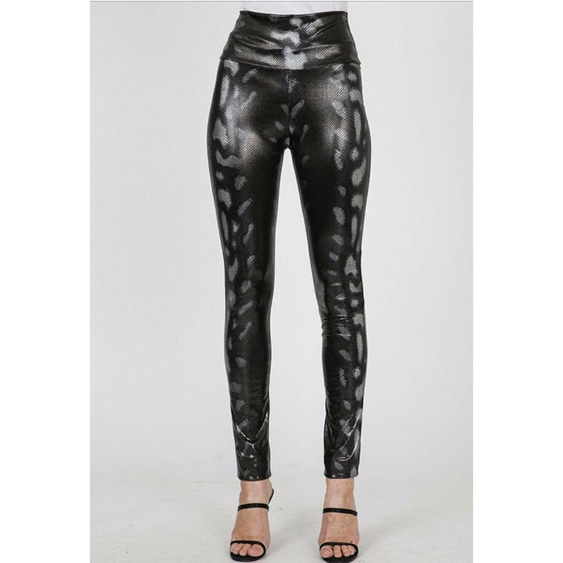 Faux leather snake print leggings-Leggings-[Womens_Boutique]-[NFR]-[Rodeo_Fashion]-[Western_Style]-Calamity's LLC