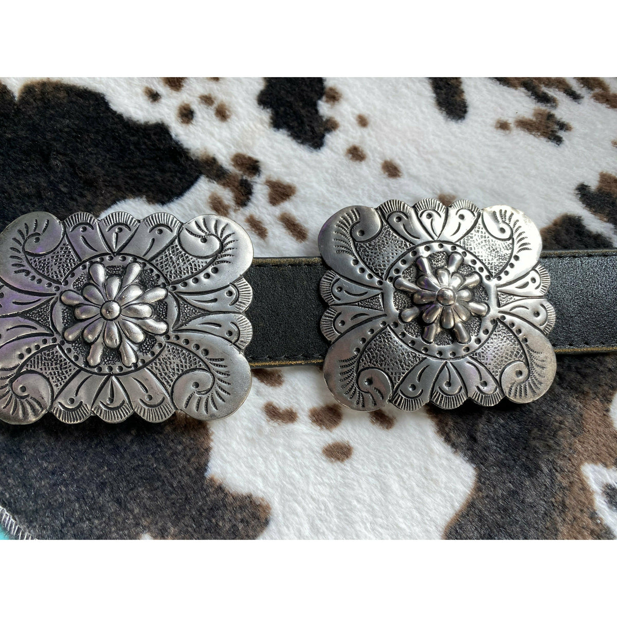 Genuine Leather Western Silver Belt-Belts-[Womens_Boutique]-[NFR]-[Rodeo_Fashion]-[Western_Style]-Calamity's LLC