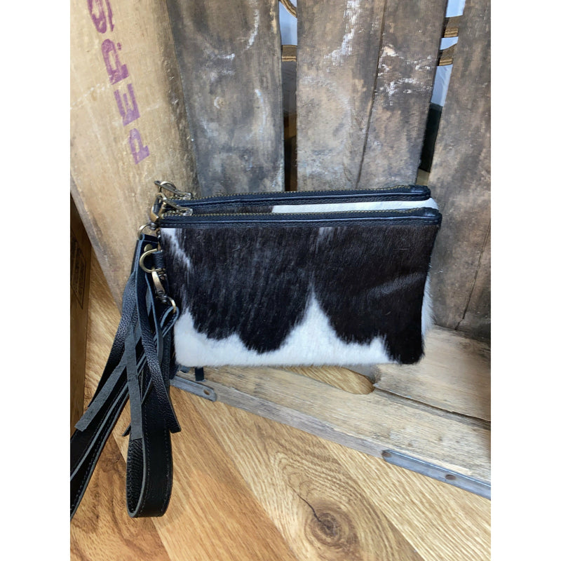 Genuine cowhide and leather wristlet-[Womens_Boutique]-[NFR]-[Rodeo_Fashion]-[Western_Style]-Calamity's LLC