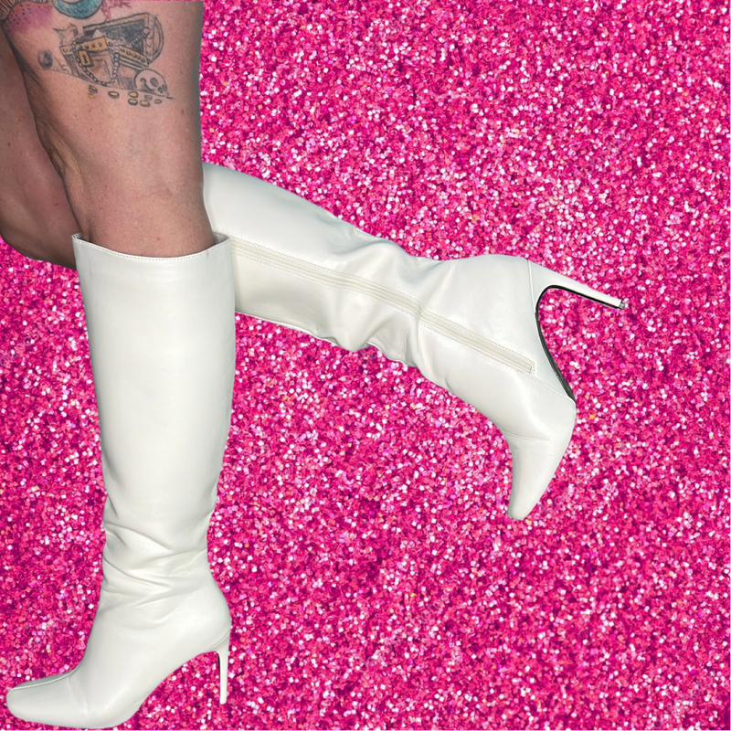 White Stiletto Boots-Boots-[Womens_Boutique]-[NFR]-[Rodeo_Fashion]-[Western_Style]-Calamity's LLC