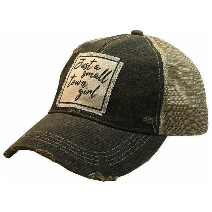 Just A Small Town Girl Distressed Trucker Cap-Hats-[Womens_Boutique]-[NFR]-[Rodeo_Fashion]-[Western_Style]-Calamity's LLC