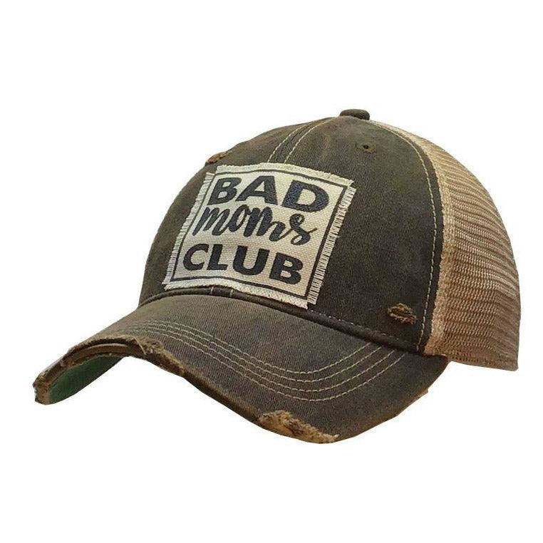 Bad Moms Club Distressed Trucker Cap-Hats-[Womens_Boutique]-[NFR]-[Rodeo_Fashion]-[Western_Style]-Calamity's LLC
