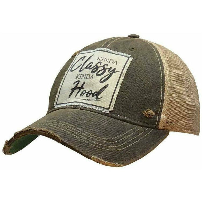 Kinda Classy Kinda Hood Distressed Trucker Cap-Hats-[Womens_Boutique]-[NFR]-[Rodeo_Fashion]-[Western_Style]-Calamity's LLC