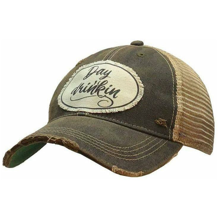 Day Drinkin' Distressed Trucker Cap-Hats-[Womens_Boutique]-[NFR]-[Rodeo_Fashion]-[Western_Style]-Calamity's LLC